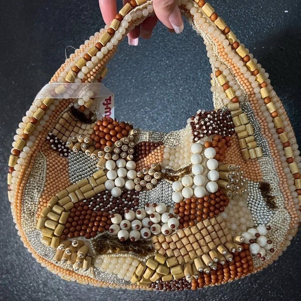 🤎🔥Viral Made in India handcrafted Beaded Handbag with Earthy Brown Tones🤎🔥NWT